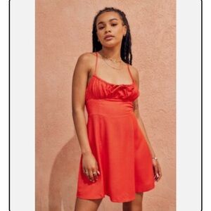 Urban Outfitters Kamaryn Tie-Front Mini Dress Red Sleeveless Size S